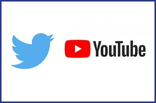 Twitter and YouTube logos.